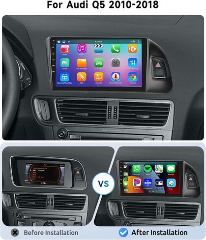 [8 CORE 2G+64G] راديو سيارة لأودي Q5 2010-2018 مع Carplay Android Auto، 9 بوصة Android 13 IPS شاشة تعمل باللمس ستيريو سيارة، بلوتوث، واي فاي، GPS Navi، SWC، DSP + كاميرا احتياطية in Saudi Arabia