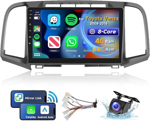 [8 CORE 4G+64G] Car Radio for Toyota Venza 2008-2016 with Wireless Carplay/Android Auto, 9 Inch Android 13 IPS Touch Screen Car Stereo, Bluetooth, GPS Navi, WiFi, SWC, DSP + Backup Camera in Saudi Arabia