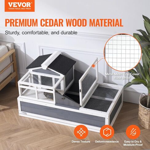 VEVOR Tortoise Habitat, Wooden Tortoise House Indoor & Outdoor, Tortoise Enclosure with Light Stand, Reptile Enclosure Small Animal Cage with Stand Legs for Gecko, Lizard, Snake in Saudi Arabia