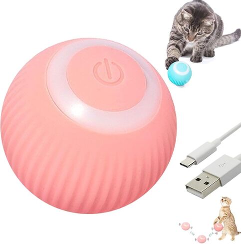 Power Ball 2.0 Cat Toy, Interactive Cat Smart Ball Toy 2.0, Automatic Power Rolling Ball, Automatic Moving Rolling Ball for Indoor Cats, Smart Pet Toy Ball with USB Charging (Pink & Blue) in Saudi Arabia