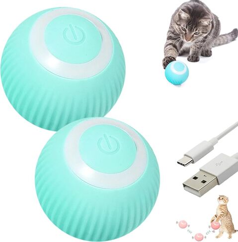 Power Ball 2.0 Cat Toy, Interactive Cat Smart Ball Toy 2.0, Automatic Power Rolling Ball, Automatic Moving Rolling Ball for Indoor Cats, Smart Pet Toy Ball with USB Charging (Pink & Blue) in Saudi Arabia