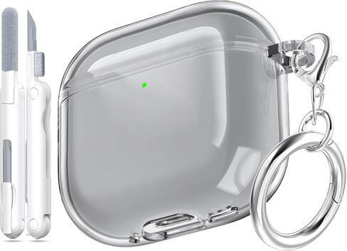 for AirPods 4 Case with Cleaner Kit, Crystal Clear Cover | Highly Transparent Anti-Yellowing TPU,Shockproof,Scratch-Resistant,Travel-Ready Keychain Cover for Work,Gym&Daily,Clear White in Kuwait