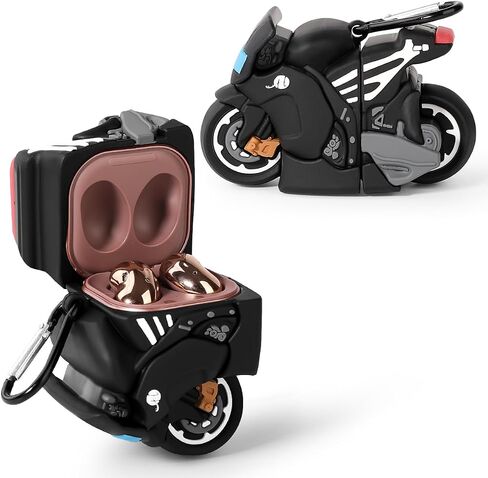 Case for Samsung Galaxy Buds2 Pro (2022) /Galaxy Buds 2 (2021) /Galaxy Buds Pro (2021) /Galaxy Buds Live (2020), XMBYGY Cartoon Silicone Cover with Keychain for Earbuds (Motorcycle) in Saudi Arabia