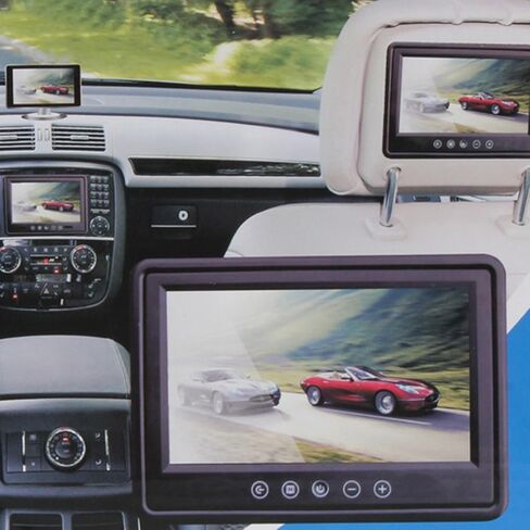 SallyBest® 9 Inch 16:9 HD Pillow TFT LCD Color Screen Car Rearview Monitor Support 2 Video Output Widescreen Car Rear View Headrest DVD VCR Monitor with Touch Button & Remote Control in Saudi Arabia
