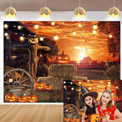 Scary Halloween Backdrop for Photography 7x5FT Halloween Eve Backdrops for Parties Gloomy Devil Pumpkin Scarecrow Background Scary Nightmare Party Banner Dress Up Decorations Props in Saudi Arabia