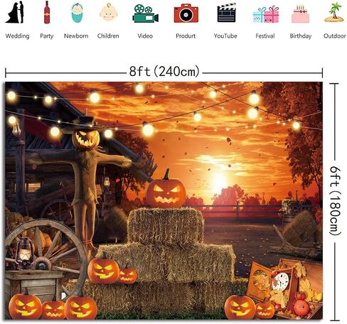 Scary Halloween Backdrop for Photography 7x5FT Halloween Eve Backdrops for Parties Gloomy Devil Pumpkin Scarecrow Background Scary Nightmare Party Banner Dress Up Decorations Props in Saudi Arabia
