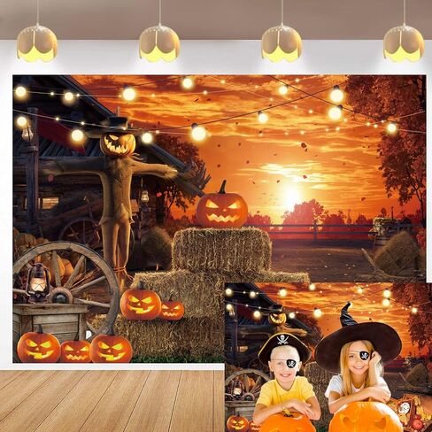 Scary Halloween Backdrop for Photography 7x5FT Halloween Eve Backdrops for Parties Gloomy Devil Pumpkin Scarecrow Background Scary Nightmare Party Banner Dress Up Decorations Props in Saudi Arabia