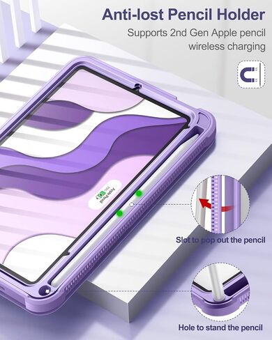 حافظة لجهاز iPad Mini 6 2021، [واقي شاشة مدمج] [النوم/الاستيقاظ التلقائي] [حامل أقلام] iPad Mini الجيل السادس 8.3 بوصة غطاء قلاب من الجلد الناعم مع حامل، أخضر (أرجواني) in Saudi Arabia