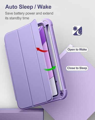 حافظة لجهاز iPad Mini 6 2021، [واقي شاشة مدمج] [النوم/الاستيقاظ التلقائي] [حامل أقلام] iPad Mini الجيل السادس 8.3 بوصة غطاء قلاب من الجلد الناعم مع حامل، أخضر (أرجواني) in Saudi Arabia