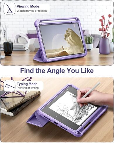 حافظة لجهاز iPad Mini 6 2021، [واقي شاشة مدمج] [النوم/الاستيقاظ التلقائي] [حامل أقلام] iPad Mini الجيل السادس 8.3 بوصة غطاء قلاب من الجلد الناعم مع حامل، أخضر (أرجواني) in Saudi Arabia