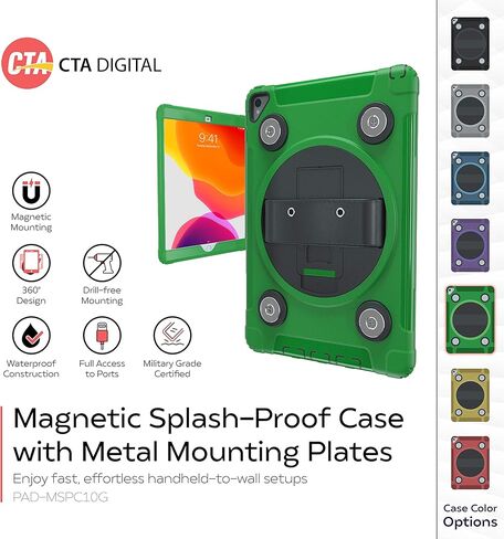 حافظة مغناطيسية لجهاز iPad 7/8/9 Gen - حافظة CTA صلبة بمسند مع لوحات تثبيت مغناطيسية وحزام للحمل لجهاز iPad 7/8/9th Generation - أخضر in Kuwait