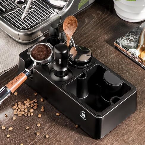 Espresso Knock Box and Tamp Station, 8 in 1 Espresso Coffee Organizer Box Fit for Storage 51, 54, 58MM Espresso Tamper, Distributor, Portafilter & Puck Screen Accessories Storage in Saudi Arabia