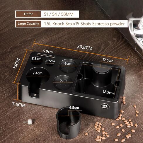 Espresso Knock Box and Tamp Station, 8 in 1 Espresso Coffee Organizer Box Fit for Storage 51, 54, 58MM Espresso Tamper, Distributor, Portafilter & Puck Screen Accessories Storage in Saudi Arabia