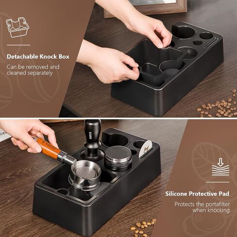 Espresso Knock Box and Tamp Station, 8 in 1 Espresso Coffee Organizer Box Fit for Storage 51, 54, 58MM Espresso Tamper, Distributor, Portafilter & Puck Screen Accessories Storage in Saudi Arabia