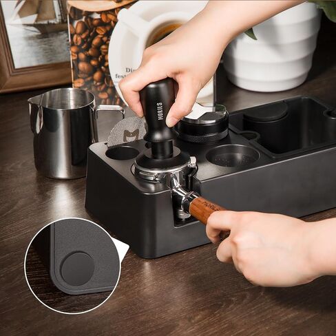 Espresso Knock Box and Tamp Station, 8 in 1 Espresso Coffee Organizer Box Fit for Storage 51, 54, 58MM Espresso Tamper, Distributor, Portafilter & Puck Screen Accessories Storage in Saudi Arabia