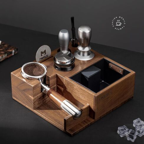 Espresso Knock Box and Tamp Station, 8 in 1 Espresso Coffee Organizer Box Fit for Storage 51, 54, 58MM Espresso Tamper, Distributor, Portafilter & Puck Screen Accessories Storage in Saudi Arabia