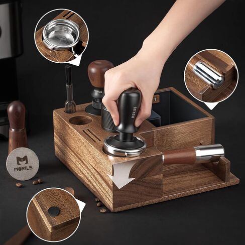 Espresso Knock Box and Tamp Station, 8 in 1 Espresso Coffee Organizer Box Fit for Storage 51, 54, 58MM Espresso Tamper, Distributor, Portafilter & Puck Screen Accessories Storage in Saudi Arabia
