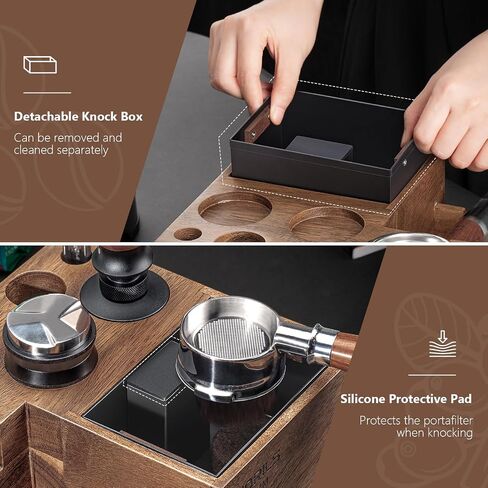 Espresso Knock Box and Tamp Station, 8 in 1 Espresso Coffee Organizer Box Fit for Storage 51, 54, 58MM Espresso Tamper, Distributor, Portafilter & Puck Screen Accessories Storage in Saudi Arabia
