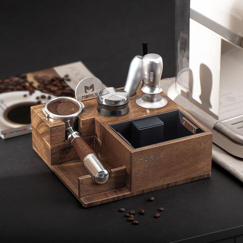 Espresso Knock Box and Tamp Station, 8 in 1 Espresso Coffee Organizer Box Fit for Storage 51, 54, 58MM Espresso Tamper, Distributor, Portafilter & Puck Screen Accessories Storage in Saudi Arabia