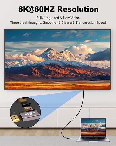 Duttek 8K محول منفذ عرض الزاوية اليمنى، محول موسع منفذ العرض 32.4 جيجابت في الثانية، محول DisplayPort ذكر إلى أنثى (8K/60 هرتز، 4k/144 هرتز) للكمبيوتر الشخصي، الكمبيوتر المحمول 2Pack in Saudi Arabia