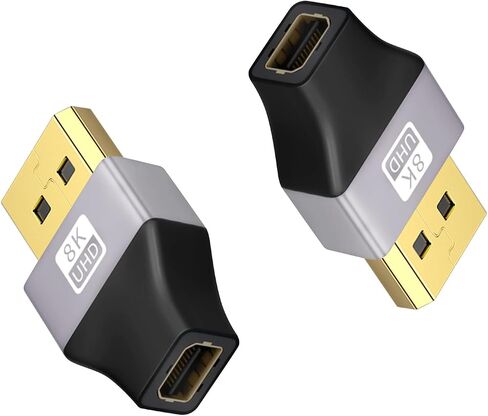 Duttek 8K محول منفذ عرض الزاوية اليمنى، محول موسع منفذ العرض 32.4 جيجابت في الثانية، محول DisplayPort ذكر إلى أنثى (8K/60 هرتز، 4k/144 هرتز) للكمبيوتر الشخصي، الكمبيوتر المحمول 2Pack in Saudi Arabia