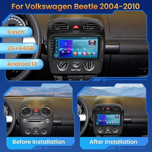 [2+64GB] Inefala for Volkswagen VW Beetle 2004-2010 Android 13 Radio Dash Kit, 9" HD Touchscreen Stereo with Wireless Carplay Android Auto GPS Bluetooth FM/RDS Radio SWC USB AHD Backup Camera MIC in Saudi Arabia