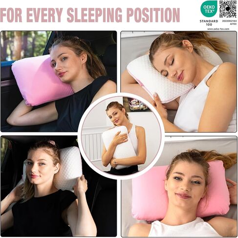 alkamto Travel & Camping Comfortable Memory Foam Pillow with Extra Cotton Cover – Easy to Carry Portable Bag – Temperature Regulating Pillow Case - Perfect for Travelling/Fishing/Backpacking/Hiking in Kuwait