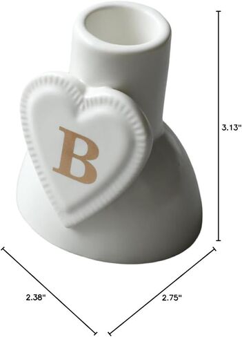 COLLECTIVE HOME - Monogram Heart-Shaped Candle Holders, Personalized Letter Ceramic Stands, Romantic Alphabet Accents, Sophisticated Gift with Exquisite Packaging for Home Elegance (M) in Kuwait
