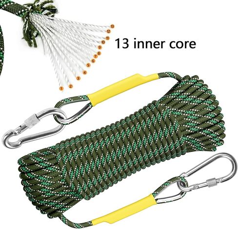 X XBEN Outdoor Climbing Rope 10M(32ft) 20M(64ft) 30M(96ft) 50M(160ft) 70M(230ft) 152M(500FT) 352M(1000FT) Static Rock Climbing Rope for Escape Rope Ice Climbing Equipment Fire Rescue Parachute in Kuwait