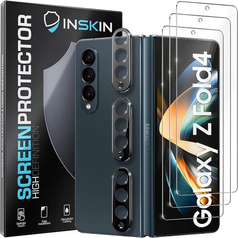 واقي عدسة الكاميرا والشاشة Inskin لهاتف Samsung Galaxy Z Fold 4 5G [2022] - 3+3 عبوات، زجاج مقسى 9H، وضوح عالي الدقة، مضاد للخدش وبصمات الأصابع، صديق للحافظة in Kuwait