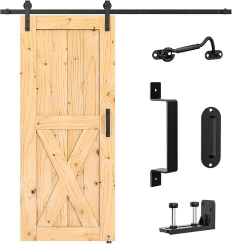 SKYSEN 6FT Sliding barn Door Hardware kit, Barn Door Track, 1/4" Thick Material- 4FT-13FT Available- Combination Track- Smooth and Quiet- Easy to Install- Black (J Shape-5-s) in Saudi Arabia