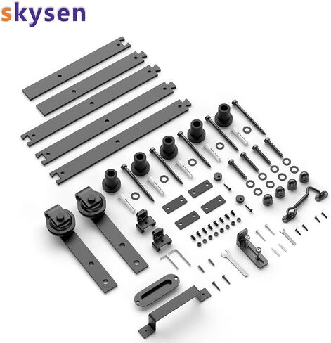SKYSEN 6FT Sliding barn Door Hardware kit, Barn Door Track, 1/4" Thick Material- 4FT-13FT Available- Combination Track- Smooth and Quiet- Easy to Install- Black (J Shape-5-s) in Saudi Arabia