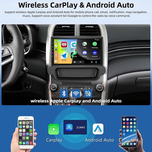 2G + 32G ستيريو سيارة لشيفي شيفروليه ماليبو 2012 2013 2014 2015 مع CarPlay اللاسلكي Android Auto Android 13 راديو السيارة 9 بوصة راديو شاشة تعمل باللمس مع بلوتوث FM نظام تحديد المواقع والملاحة كاميرا احتياطية رئيس وحدة in Saudi Arabia