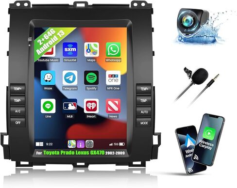2G+64G Android 13 Car Stereo for Toyota Prado Lexus GX470 2002-2009 with Wireless Apple Carplay Android Auto,9.7" HD Touch Screen Car Radio with GPS/WiFi,Bluetooth,FM/RDS Radio,HiFi,SWC+Backup Camera in Saudi Arabia