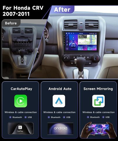 8 Core 6G+128G Radio for 2007 2008 2009 2010 2011 Honda CRV Car Stereo with 9'' 1280*720P IPS Touchscreen Wireless CarPlay Android Auto 5.0 BT GPS RDS/AM 36EQ DSP MirrorLink WiFi 4G AHD Backup Camera in Saudi Arabia