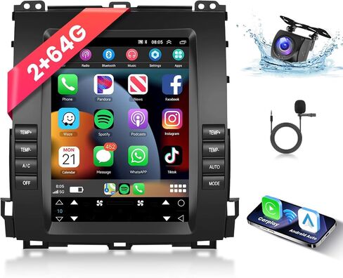 Hodozzy 2G+64G Android Car Stereo for Toyota Prado/Lexus GX470 2002-2009, Wireless Carplay & Android Auto 9.7 Inch Vertical Touch Screen Car Radio GPS Navi, WiFi Bluetooth FM HiFi SWC+Backup Camera in Saudi Arabia