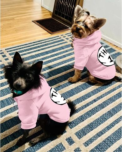 ملابس الحيوانات الأليفة بغطاء للرأس للكلاب الصغيرة Thing 1، سترة مطبوعة بغطاء للرأس للكلاب الصغيرة (أحمر خمري، L) in Kuwait