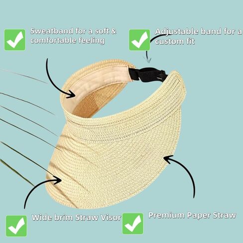 أقنعة الشمس القش للنساء المرأة قبعة للوقاية من الشمس الصيف Packable واسعة حافة ذيل حصان قبعات الشاطئ للنساء السفر عطلة in Saudi Arabia