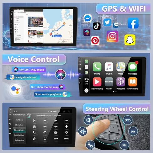 ستيريو سيارة Podofo 9 بوصة لسيارة شيفروليه كروز 2015 2016 2017 2018 مع Carplay Android Auto، 2+64G Android 13 شاشة لمس راديو السيارة مع وصلة مرآة، بلوتوث، GPS، SWC، راديو FM&RDS + كاميرا احتياطية AHD + ميكروفون in Saudi Arabia