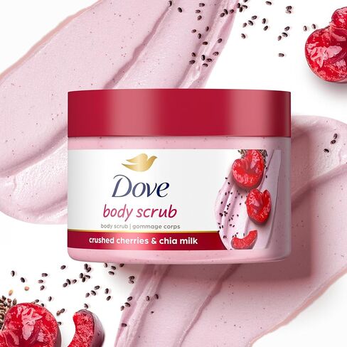 Dove Exfoliating Body Polish Crushed Cherries & Chia Milk Skin Care For Revitalized Skin Formulated With ¼ Moisturizing Cream 10.5 oz in Kuwait