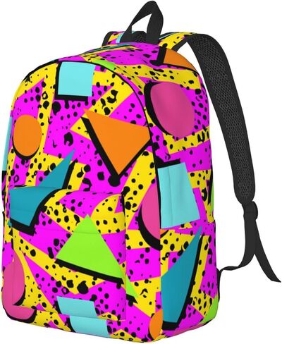 حقيبة ظهر رائعة من الثمانينيات والتسعينيات للفتيات والأولاد والنساء خفيفة الوزن من القماش حقيبة ظهر كاجوال للسفر والتخييم في الهواء الطلق، 17 بوصة in Kuwait