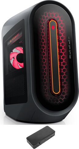 كمبيوتر سطح المكتب Alienware Aurora R15 للألعاب (AMD Ryzen 7 7700X 8-Core، 64GB DDR5 4800MHz RAM، 2x2TB PCIe SSD RAID 0 (4TB)، GeForce RTX 4070 Ti، WiFi، Bluetooth، أسود، Win 11 Pro) مع قاعدة توصيل USB-C in Kuwait