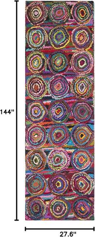 SAFAVIEH Nantucket Collection Runner Rug - 2'3" x 8', Pink & Multi, Handmade Modern Abstract Boho Cotton, Ideal for High Traffic Areas in Living Room, Bedroom (NAN143A) in Saudi Arabia