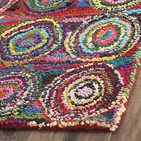SAFAVIEH Nantucket Collection Runner Rug - 2'3" x 8', Pink & Multi, Handmade Modern Abstract Boho Cotton, Ideal for High Traffic Areas in Living Room, Bedroom (NAN143A) in Saudi Arabia