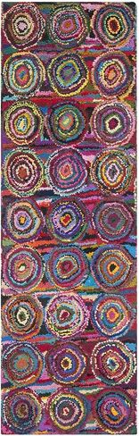 SAFAVIEH Nantucket Collection Runner Rug - 2'3" x 8', Pink & Multi, Handmade Modern Abstract Boho Cotton, Ideal for High Traffic Areas in Living Room, Bedroom (NAN143A) in Saudi Arabia