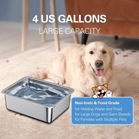 1.5 Gallon Stainless Steel Dog Bowls for Large Dogs, Dog Water Bowl and Dog Food Bowl, Large Dog Water Bowl Outdoor for M-Sized, Large and X-Large Dogs in Saudi Arabia