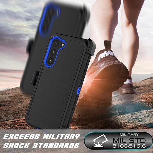 Njjex Rugged Case for Samsung Galaxy S23 Plus, for Galaxy S23 Plus Case w/Belt Clip Holster, Built-in Screen Protector Heavy Duty Shockproof Locking Swivel Holster Kickstand Hard Phone Cover [Navy] in Saudi Arabia