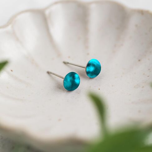Recycled Vintage Cobalt 1960's Face Cream Jar Simple Post Earrings in Saudi Arabia