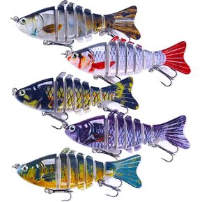 Fishing Lures, Bass Fishing Lures for Freshwater and Saltwater, Bass Fishing Lures for Bass Trout Walleye Pike Bass Lures, Lifelike Fishing Lures Kit for Bass Fishing, 5pcs with Box