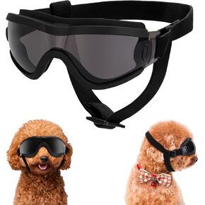 Small Dog Sunglasses, Dog Goggles with Adjustable Strap, UV Protection Dog Goggles Sunglasses Eye Protection Anti-Fog Snowproof Cool Glasses for Puppy Doggy Doggie, Green